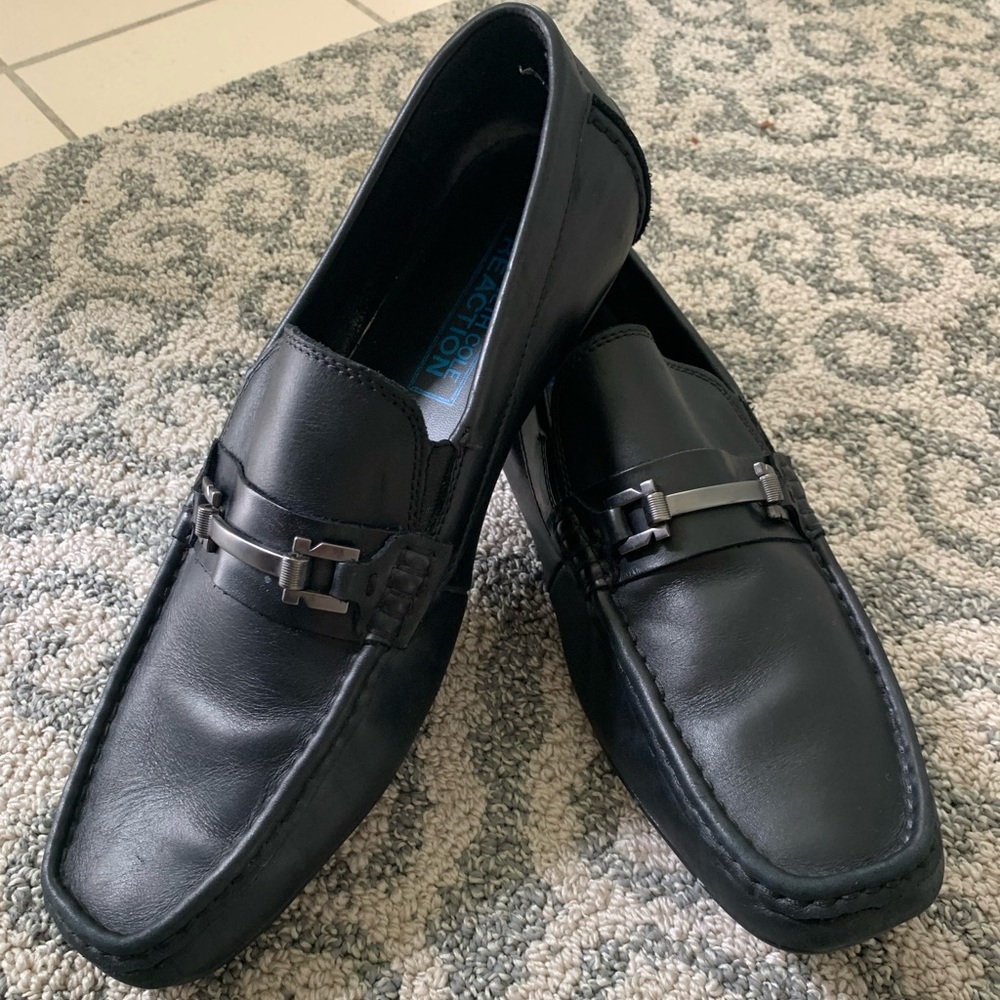 Kenneth Cole Reaction Black Leather Loafers Sz 11M